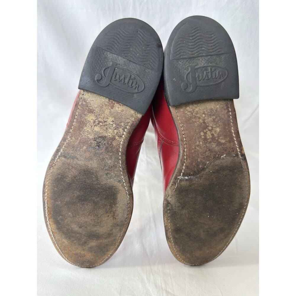 Justin Boots Red Lace-Up Leather Boots - Picture 10 of 11